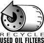Tire recycling symbol on black background